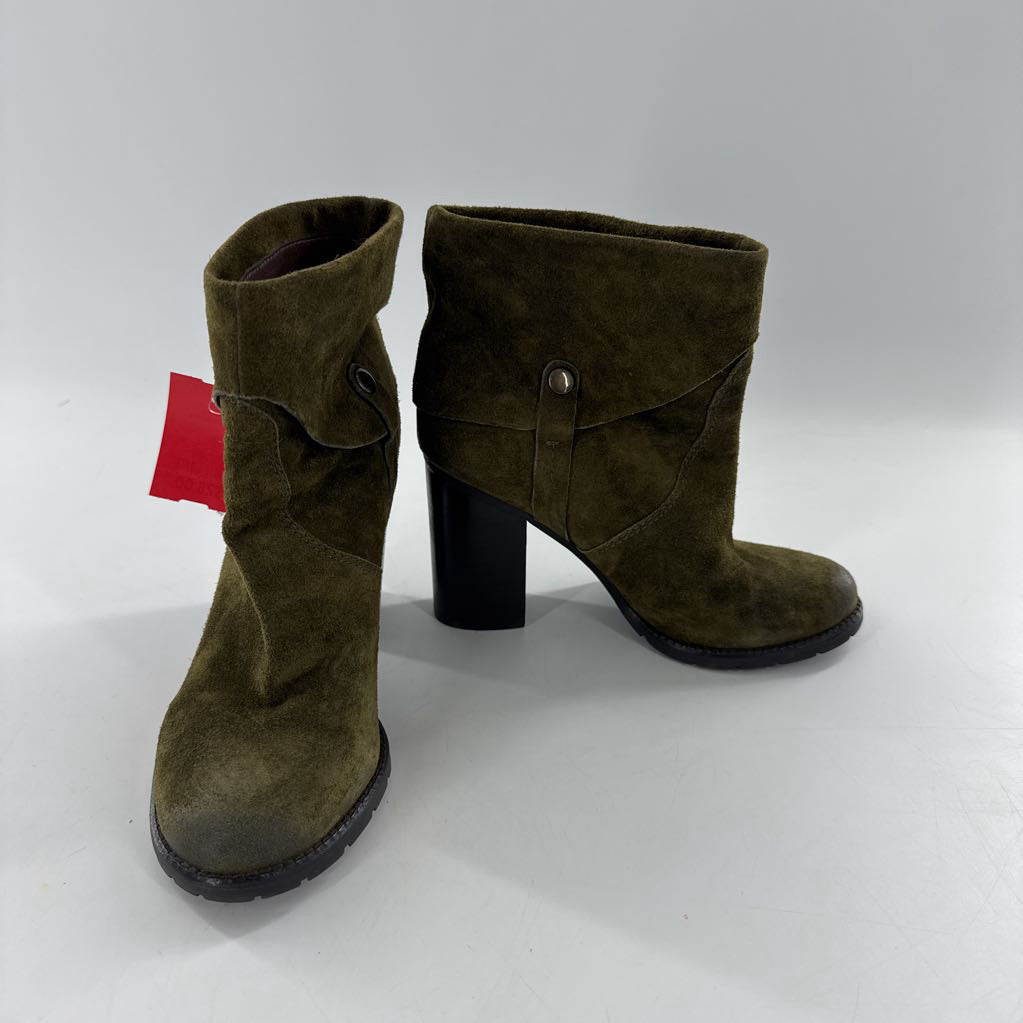 6.5 suede block heel bootie