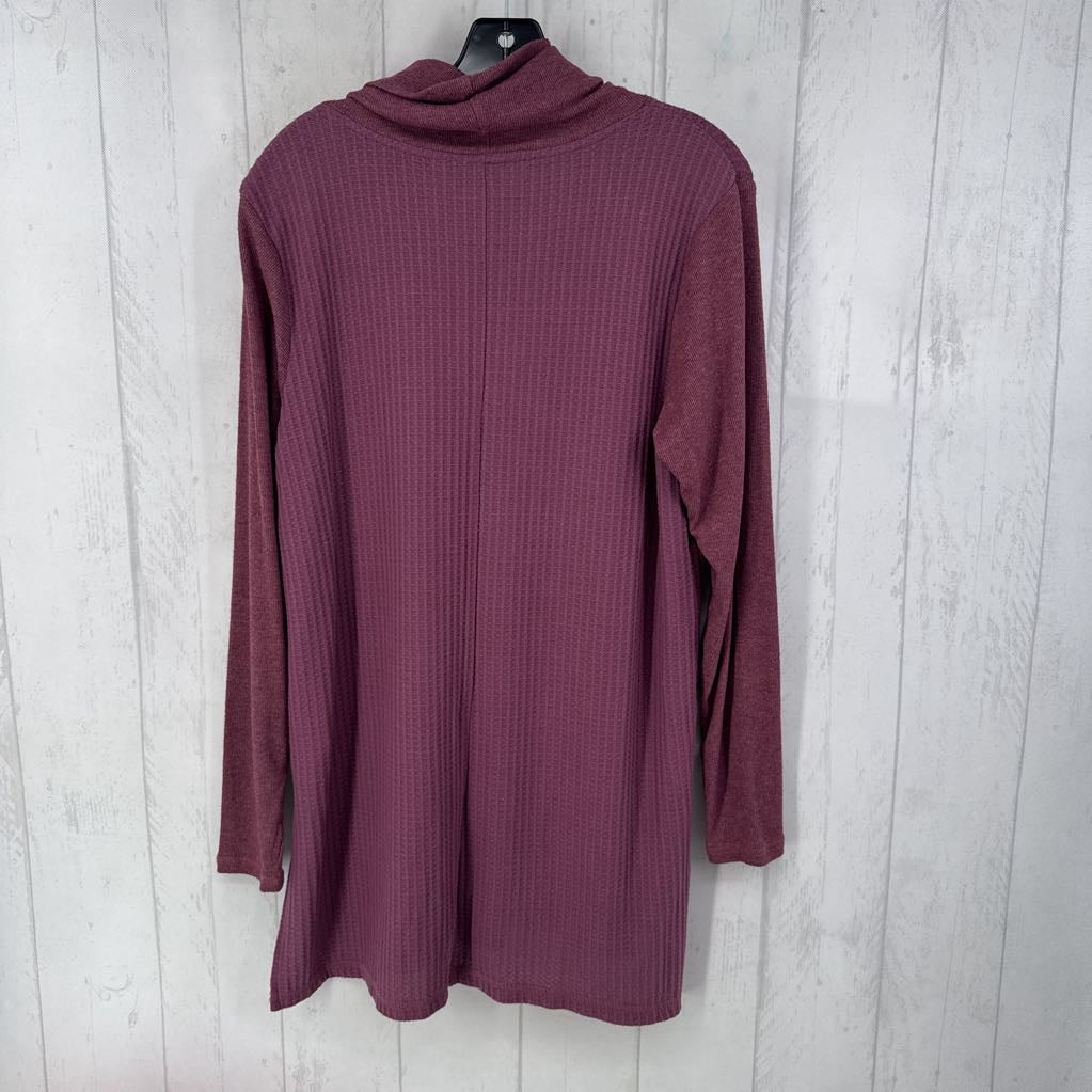 L waffle knit cowl neck l/s top