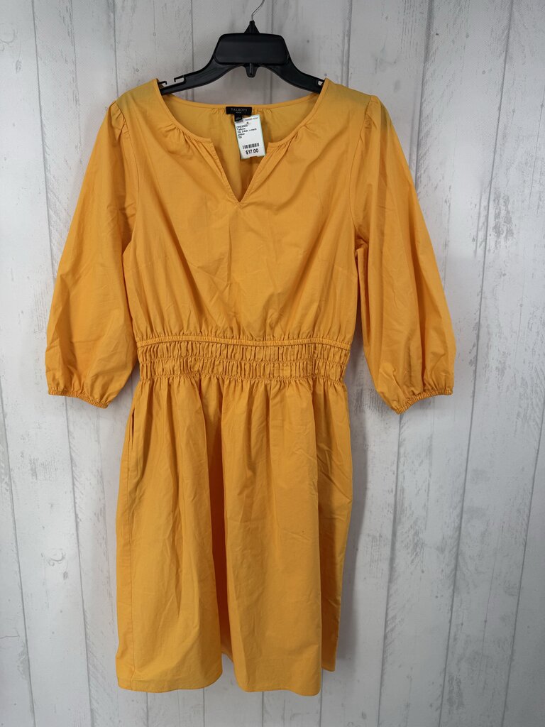 12p 3/4slv v-neck smocked dress