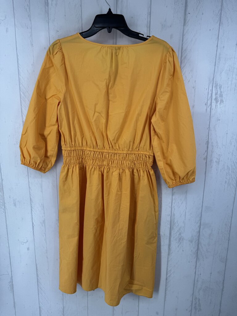 12p 3/4slv v-neck smocked dress