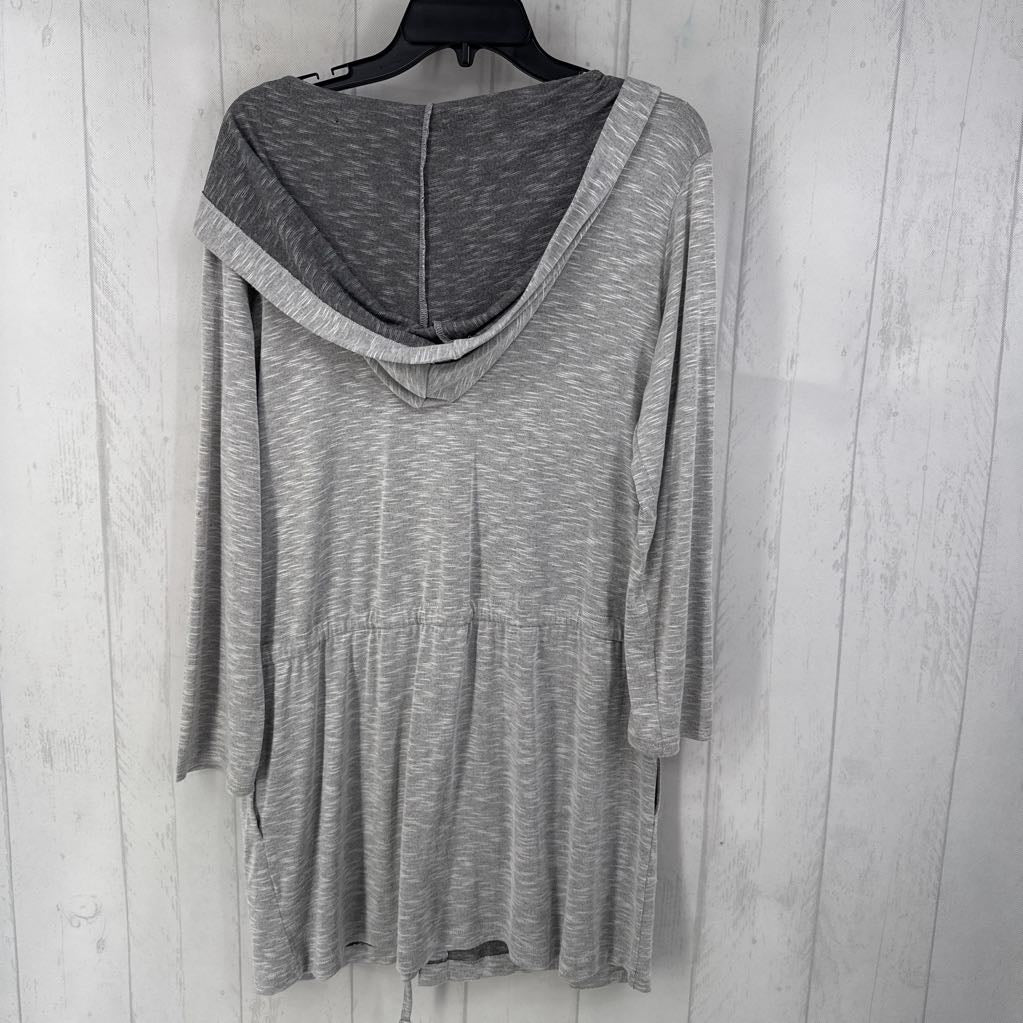 L drawstring waist button down l/s top w/hood