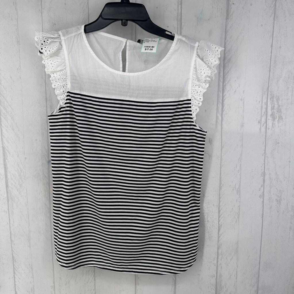 M eyelet slv stripe top