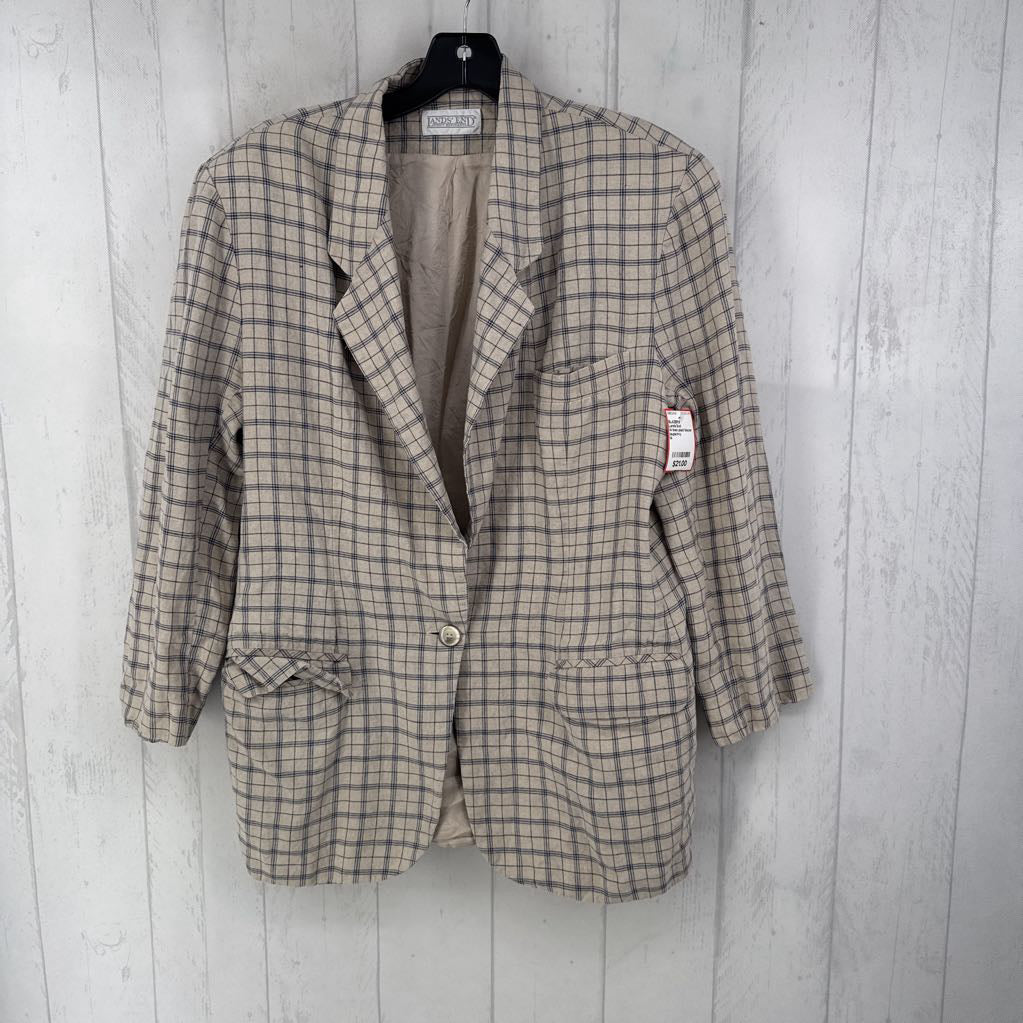 14 linen plaid blazer