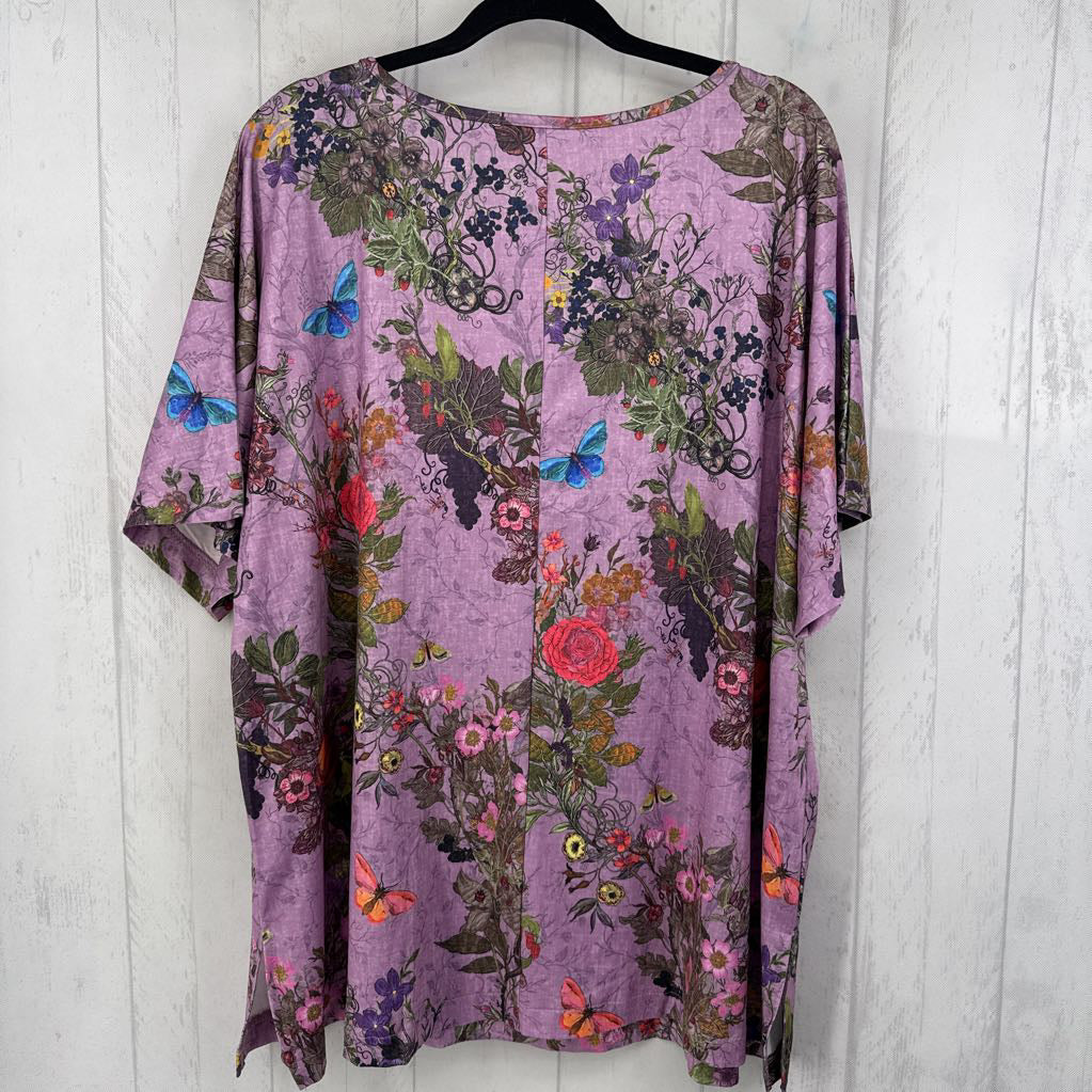 4xl s/s flower/butterfly print tops
