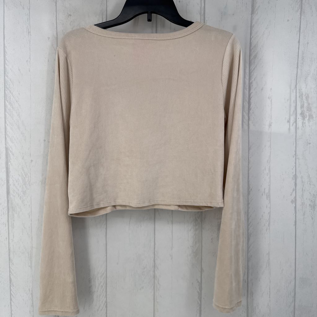 L velour cropped l/s top