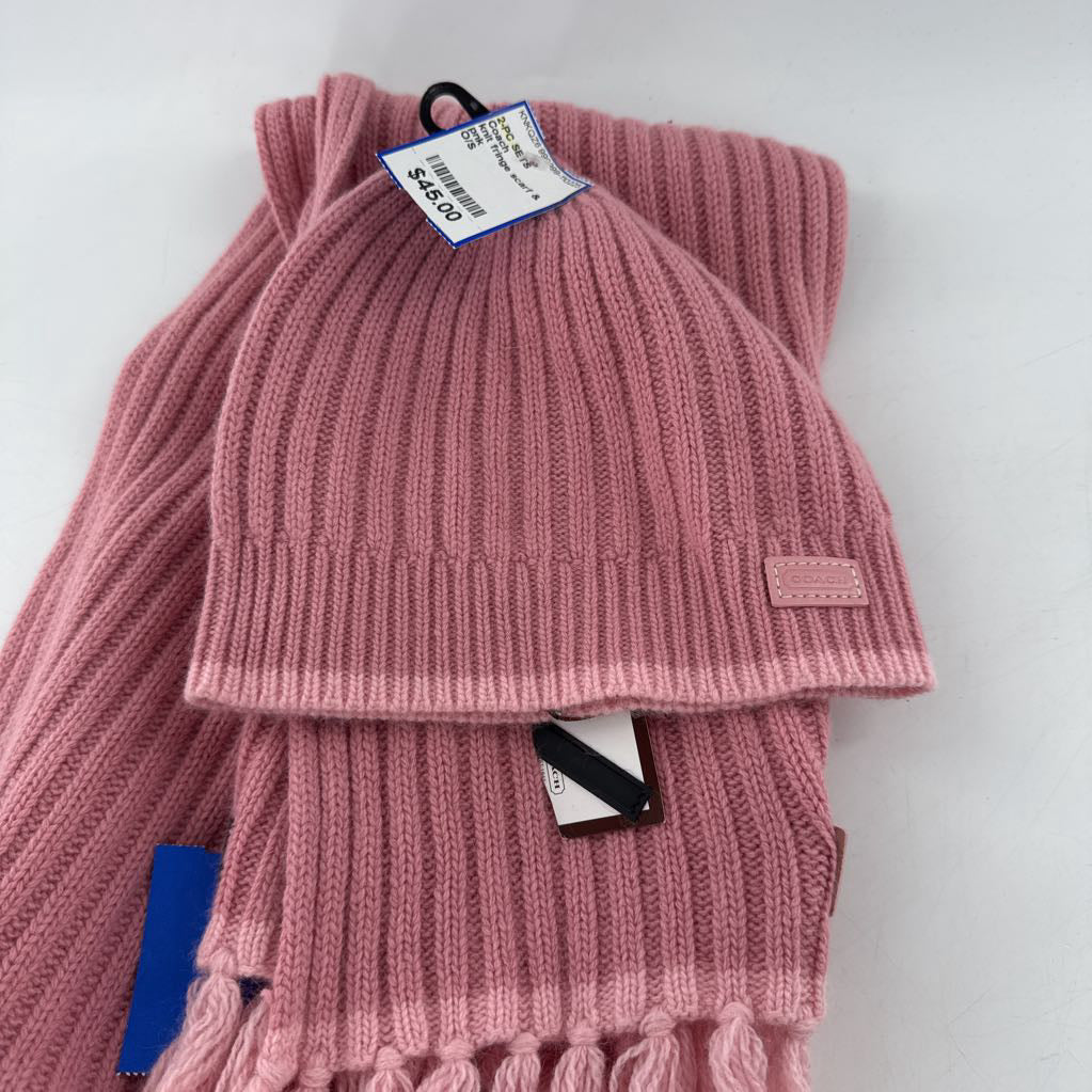 knit fringe scarf & hat