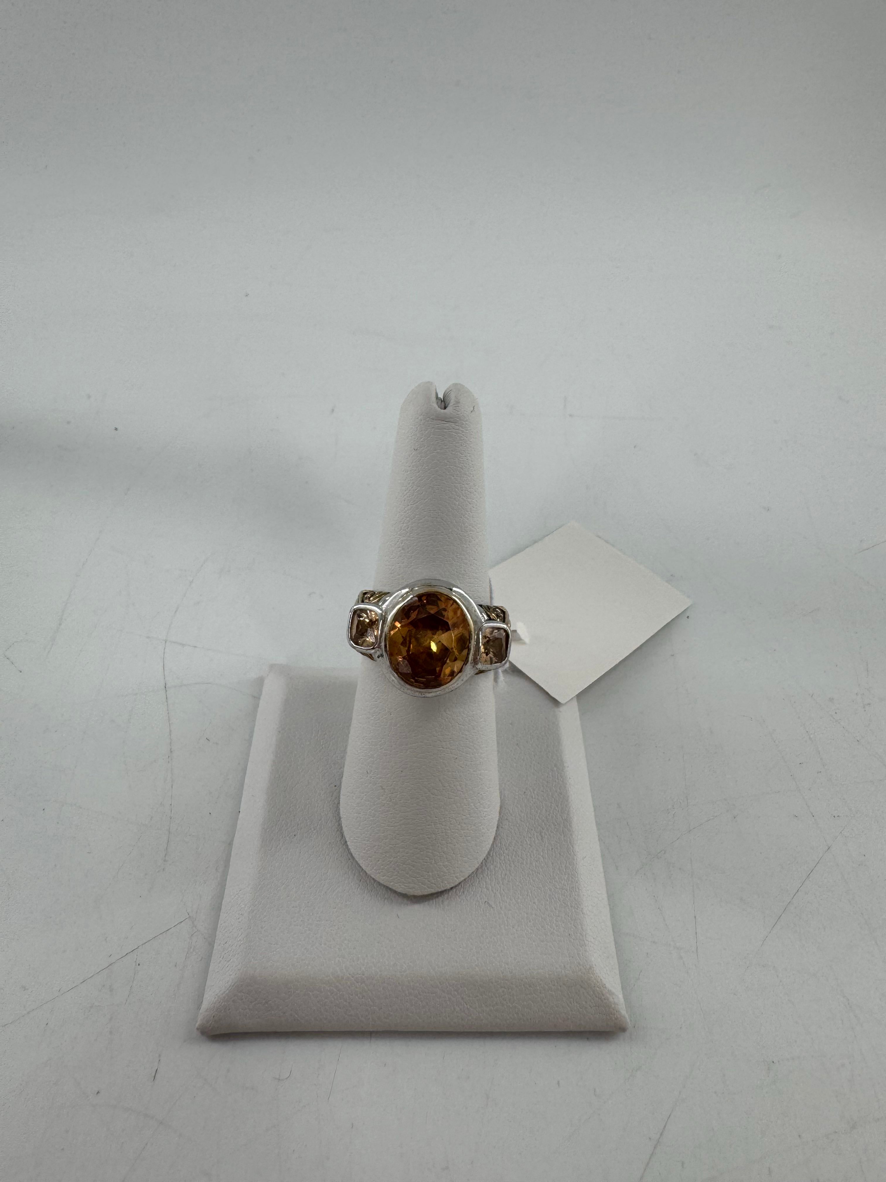 Sz 8 .925 oval brown stone ring