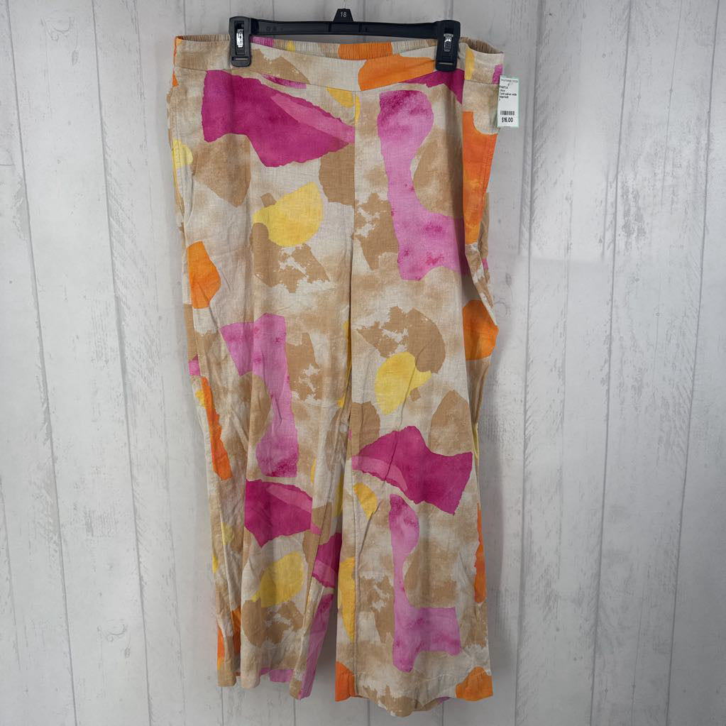 3 print pull-on wide leg pants