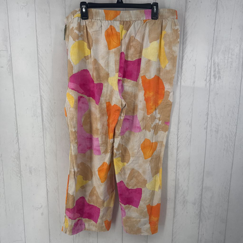 3 print pull-on wide leg pants
