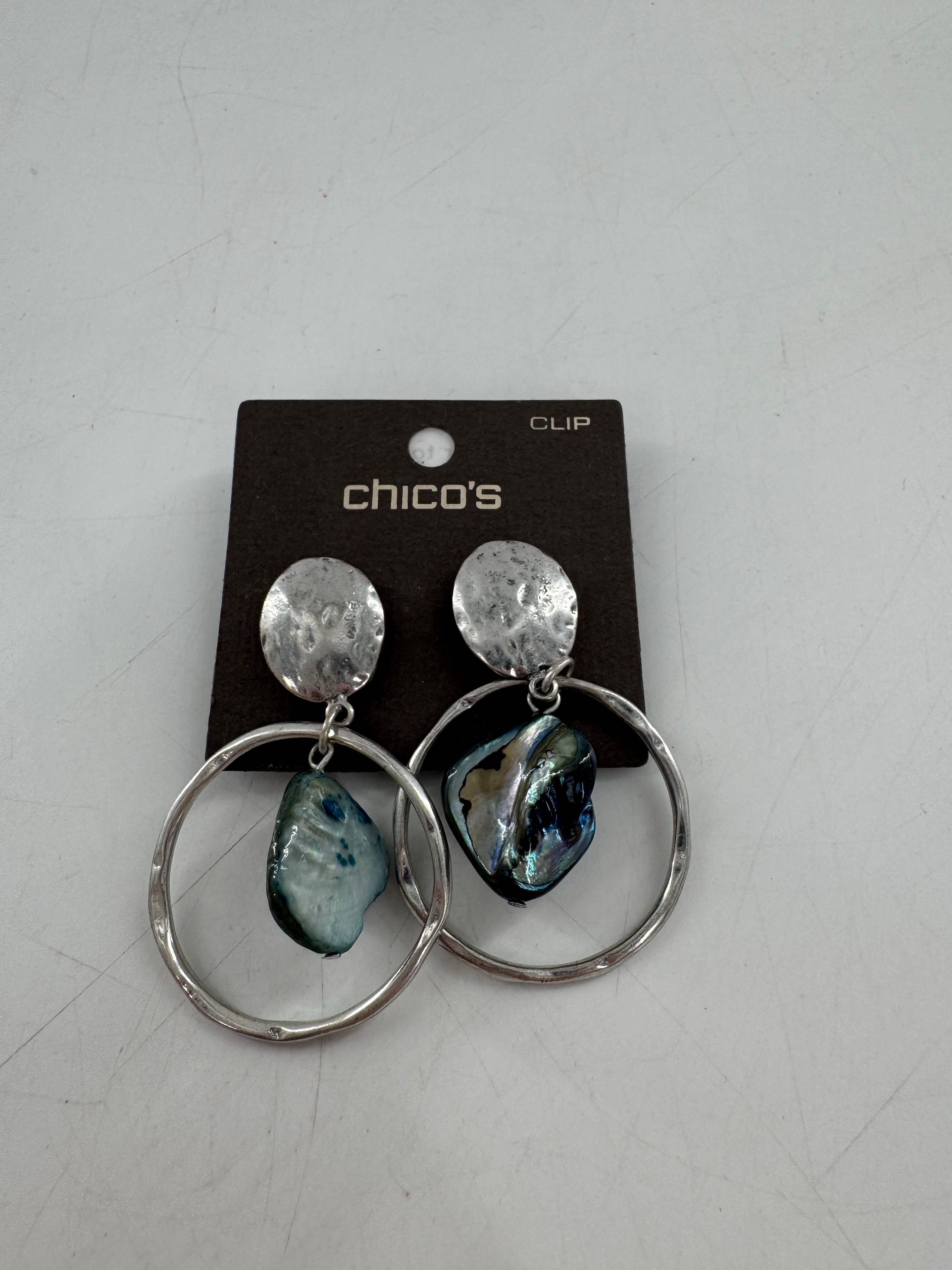 silver tone w/ stone clip-on earrings