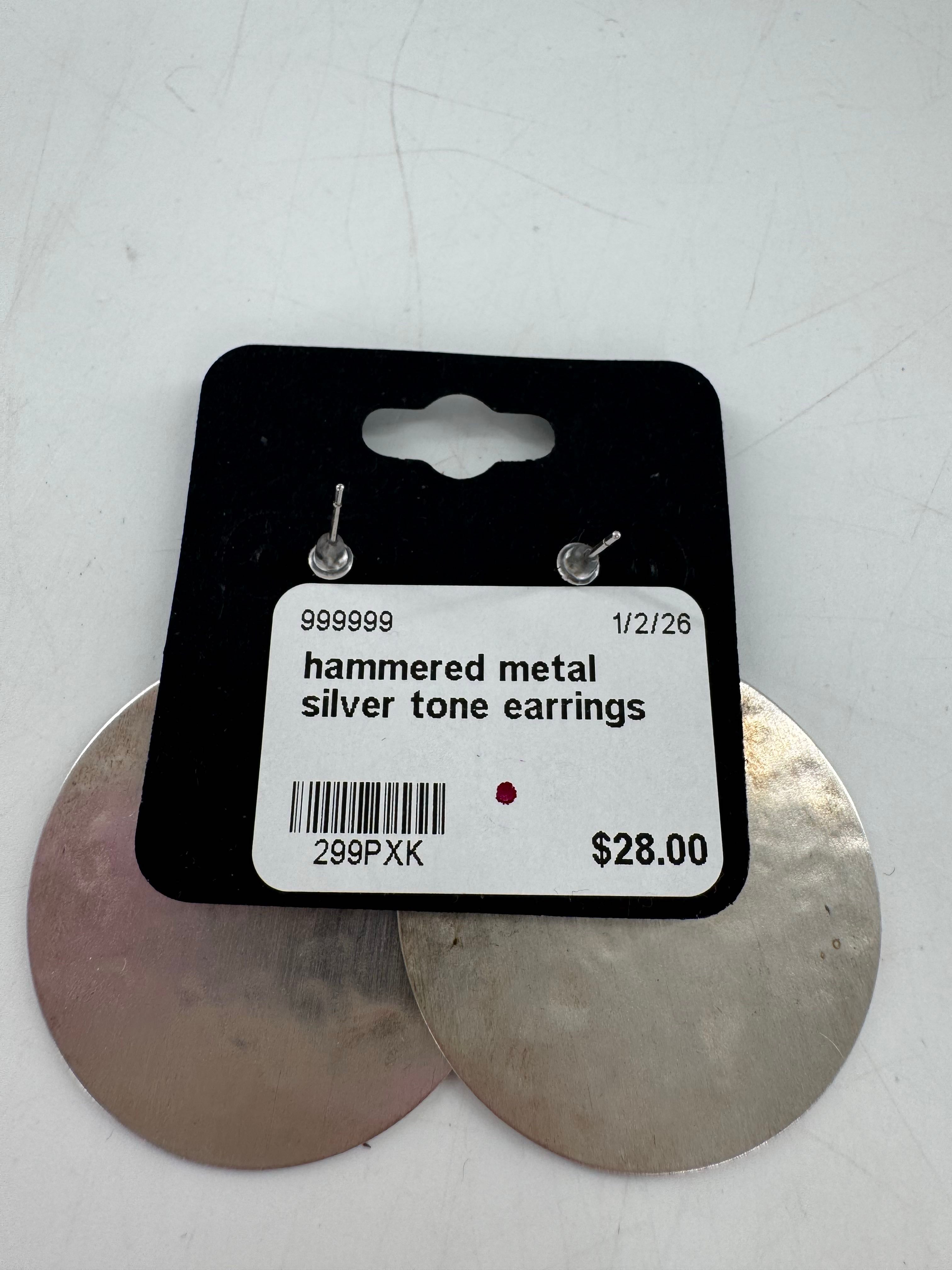 hammered metal silver tone earrings