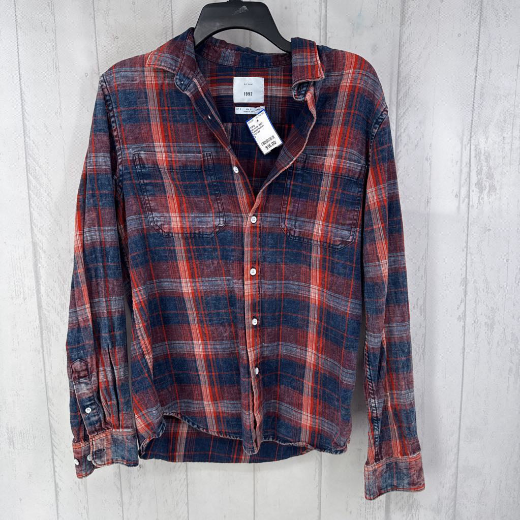 S plaid button down l/s top