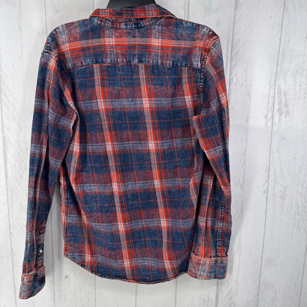 S plaid button down l/s top