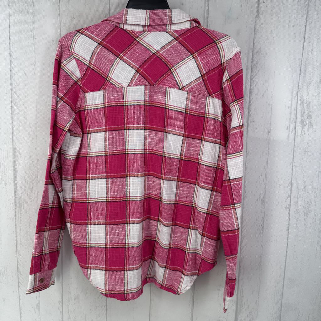 S plaid button down l/s top