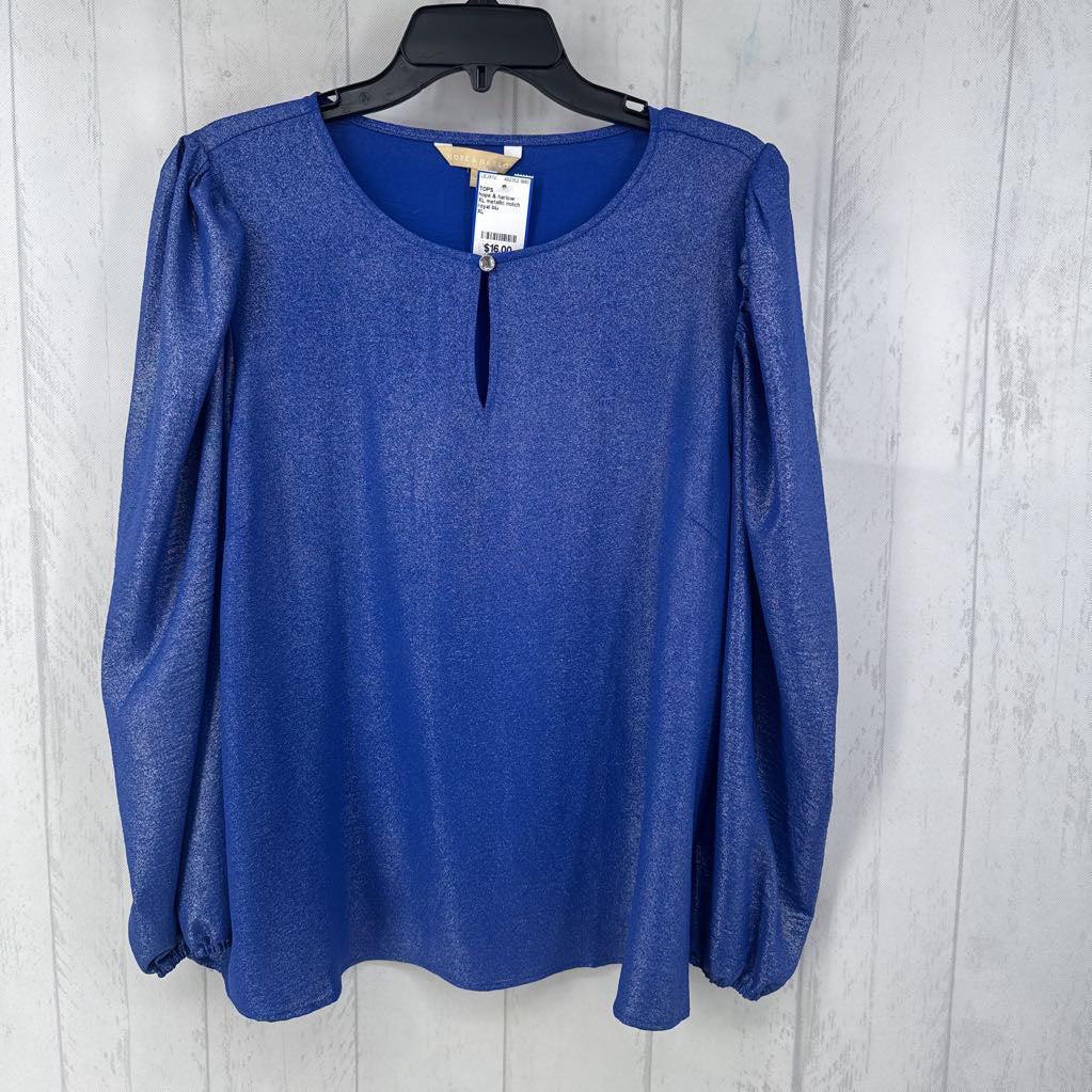 XL metallic notch neck l/s top