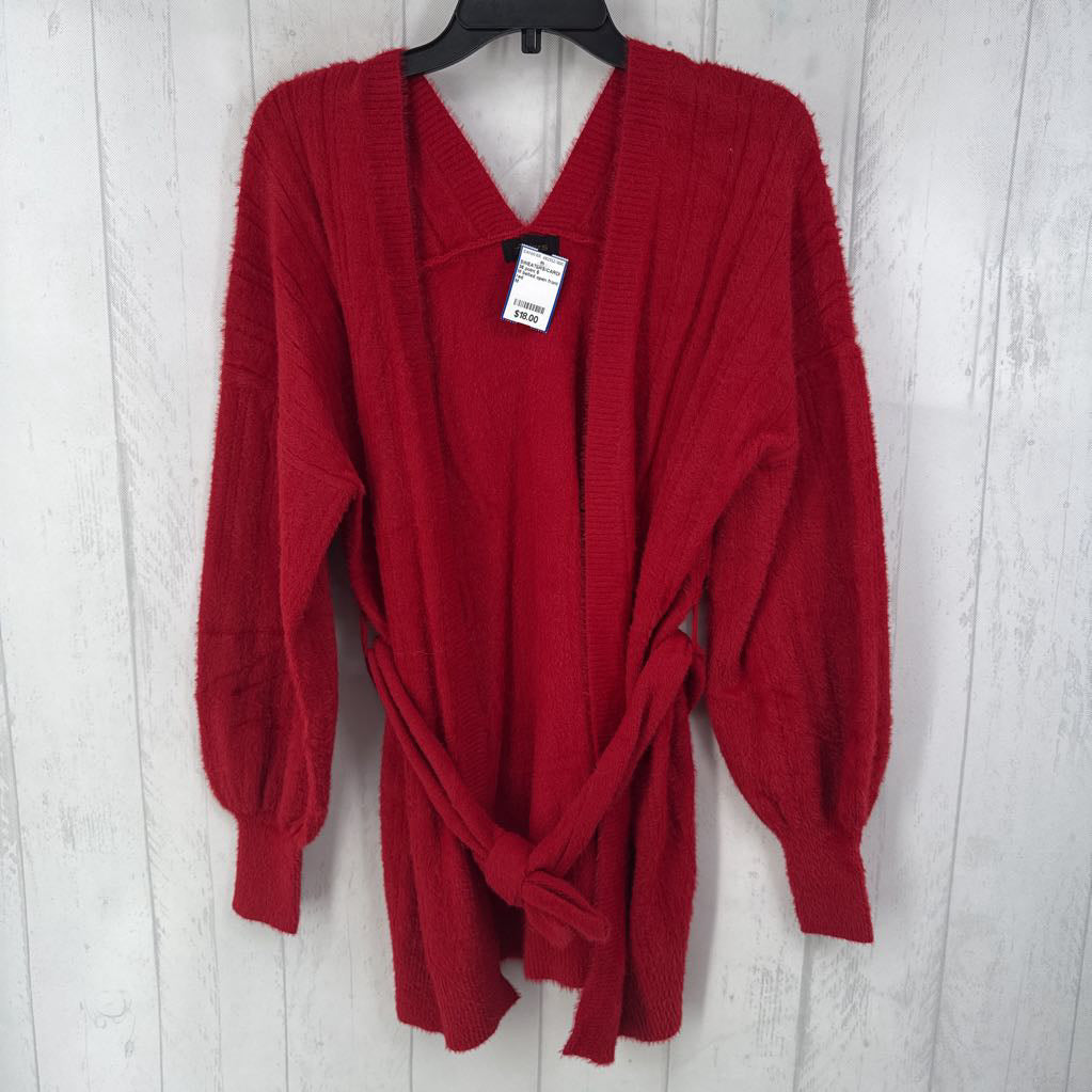 M belted open front cardi