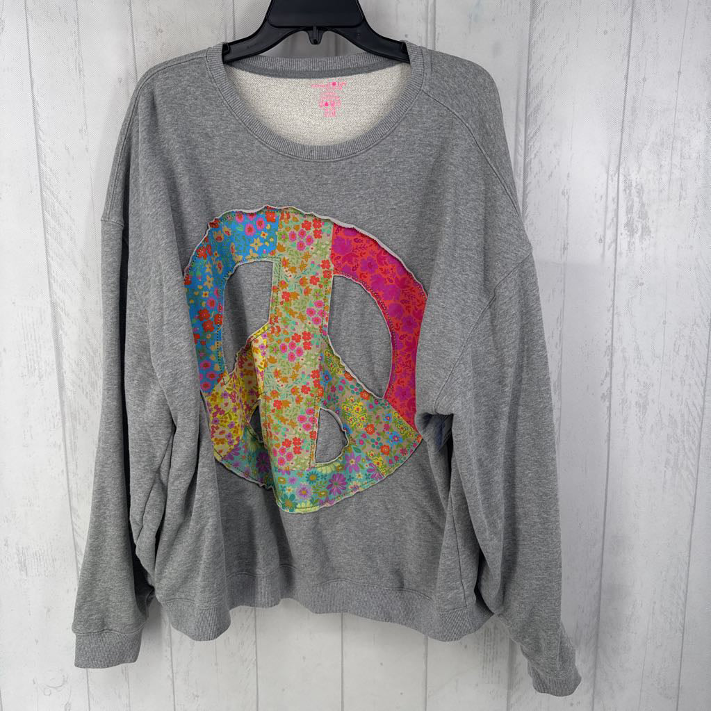 S/M peace sign applique sweatshirt