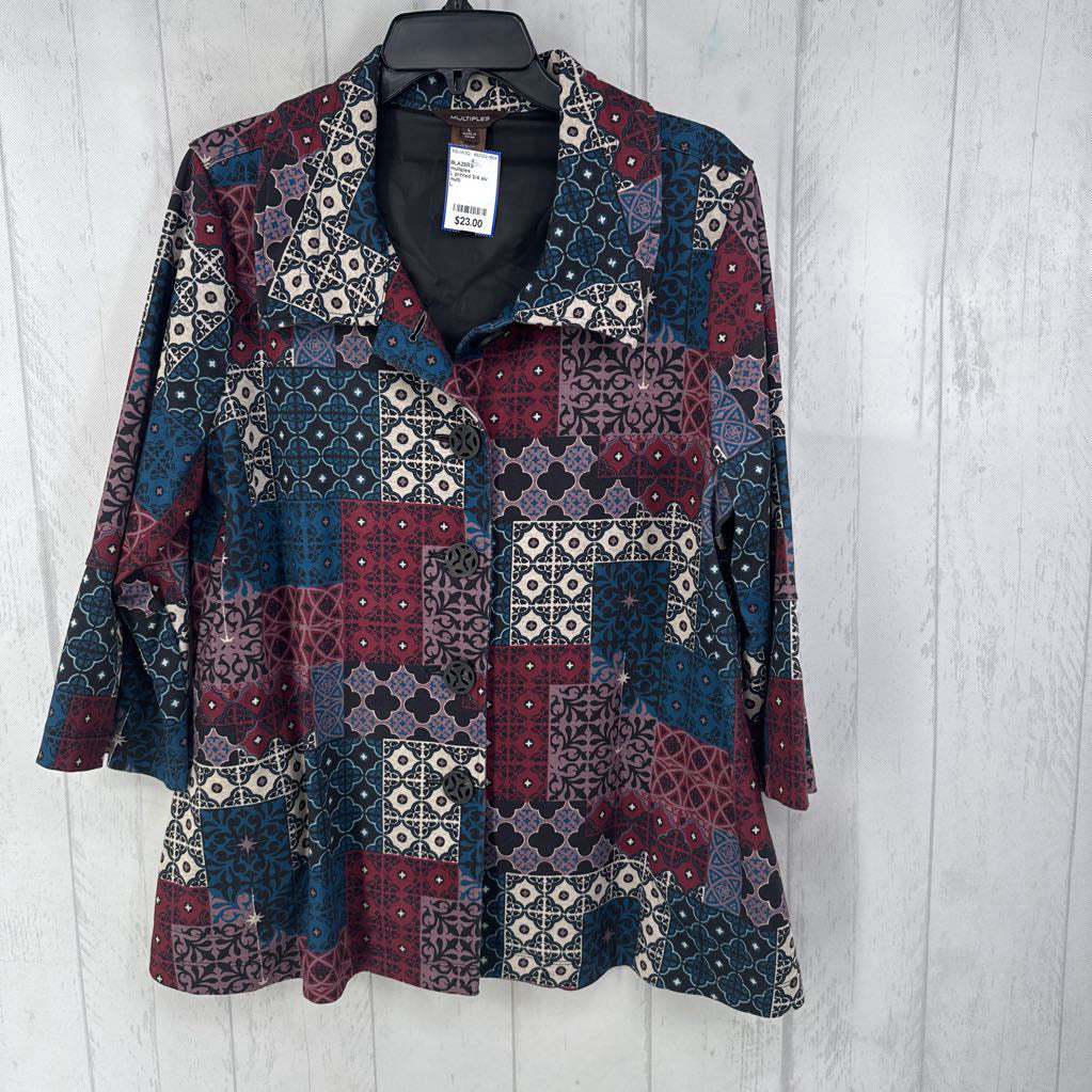 L printed 3/4 slv blazer