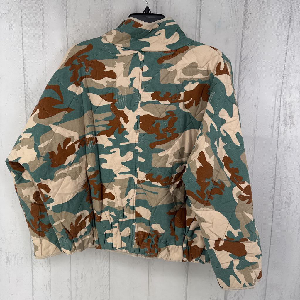 M quilted camo print jacket