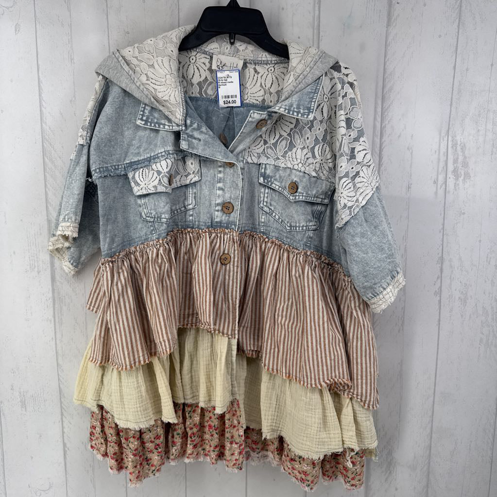 M mixed media tiered s/s jacket
