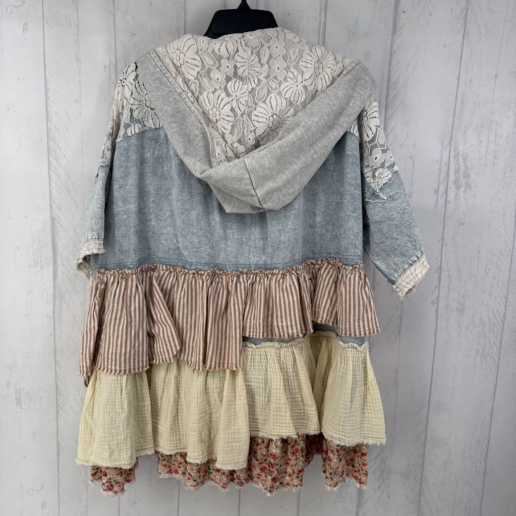 M mixed media tiered s/s jacket