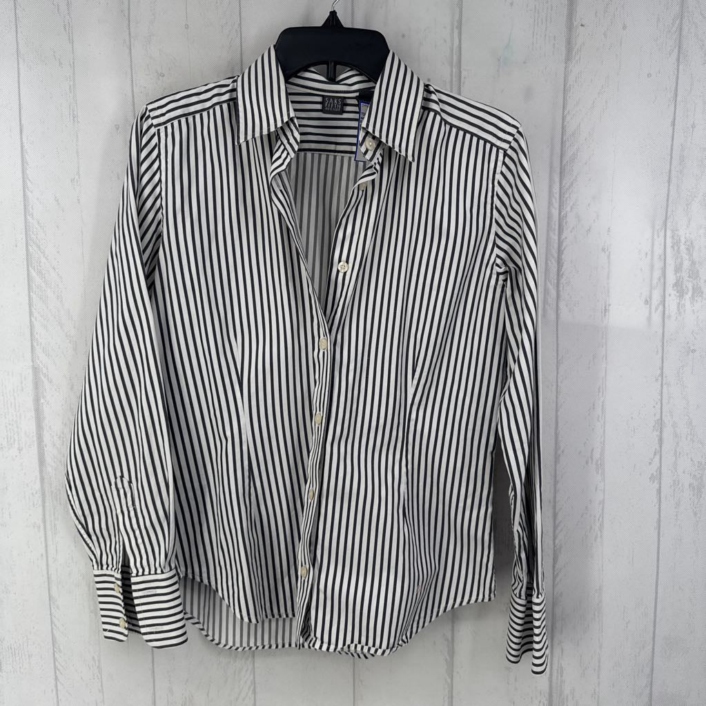 8 striped button down l/s top