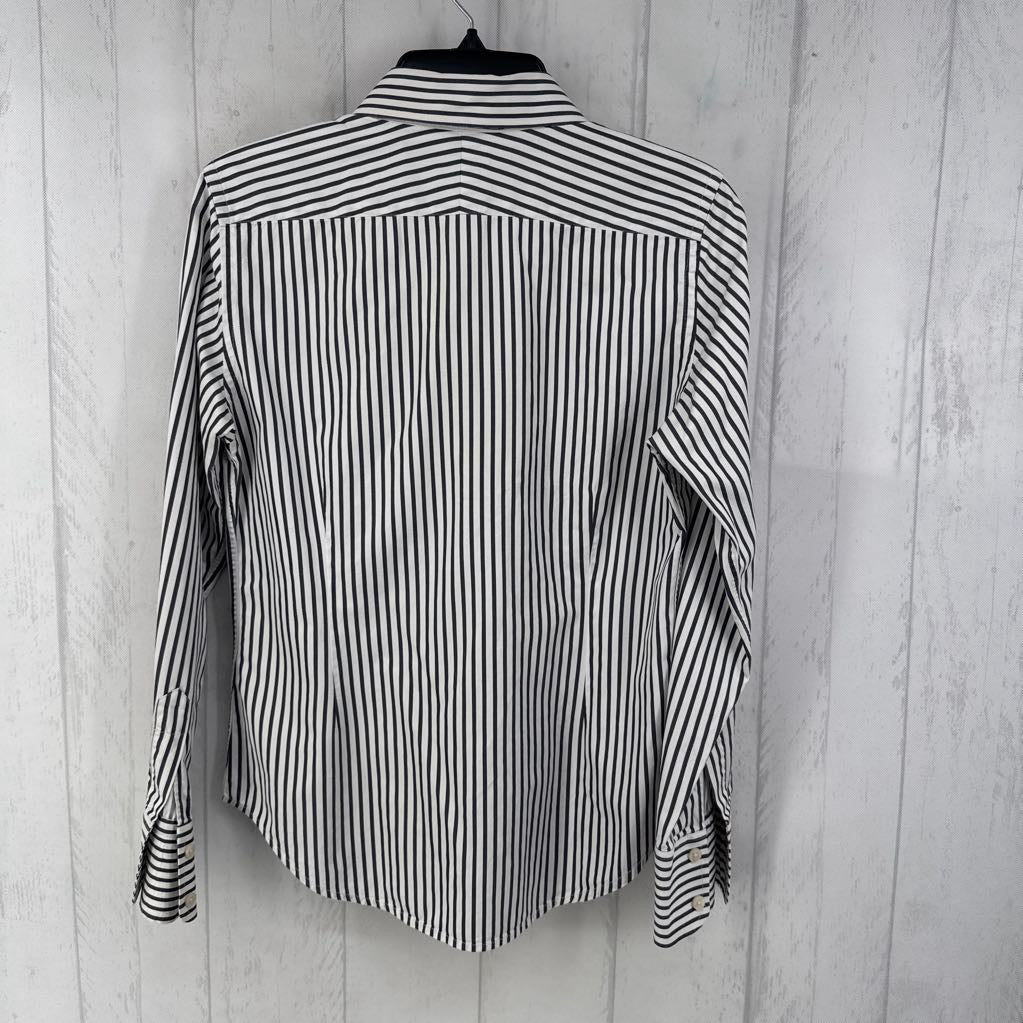 8 striped button down l/s top