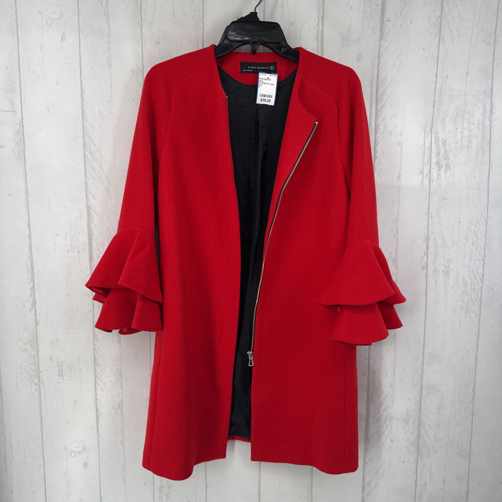 S ruffled slv coat