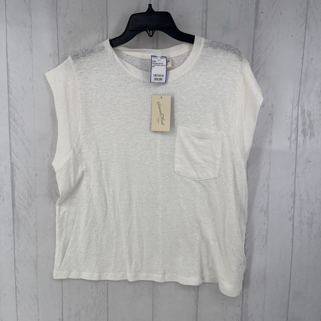 L crewneck cap slv top