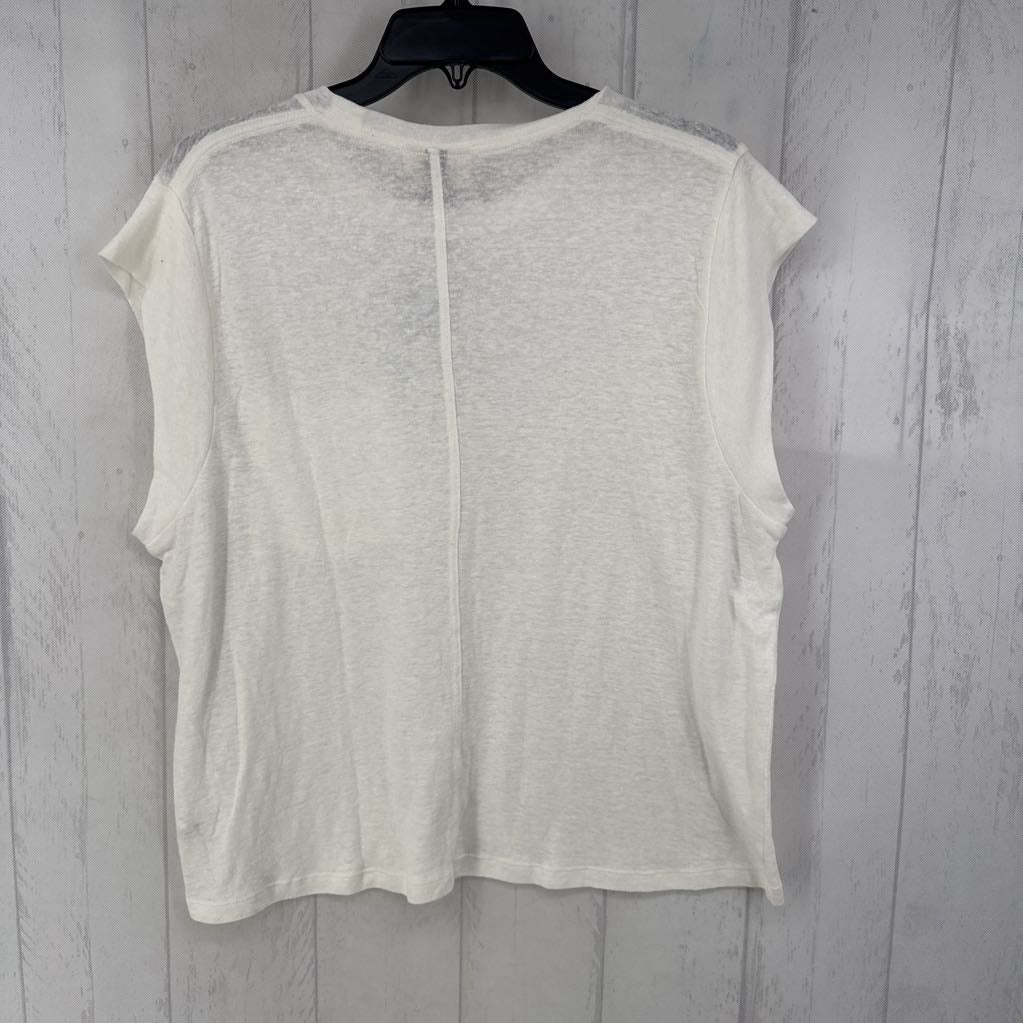 L crewneck cap slv top