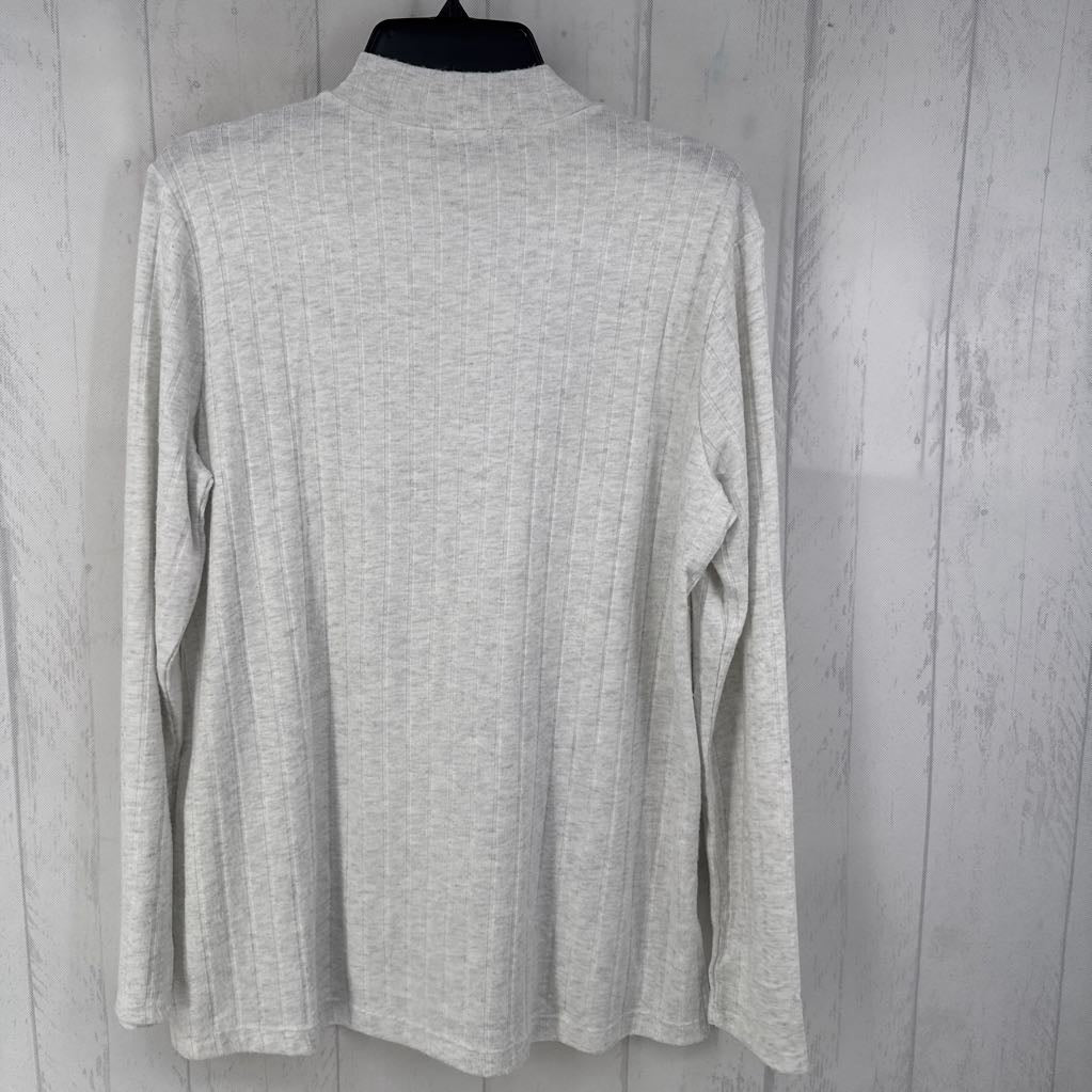 L rib knit mock neck l/s top