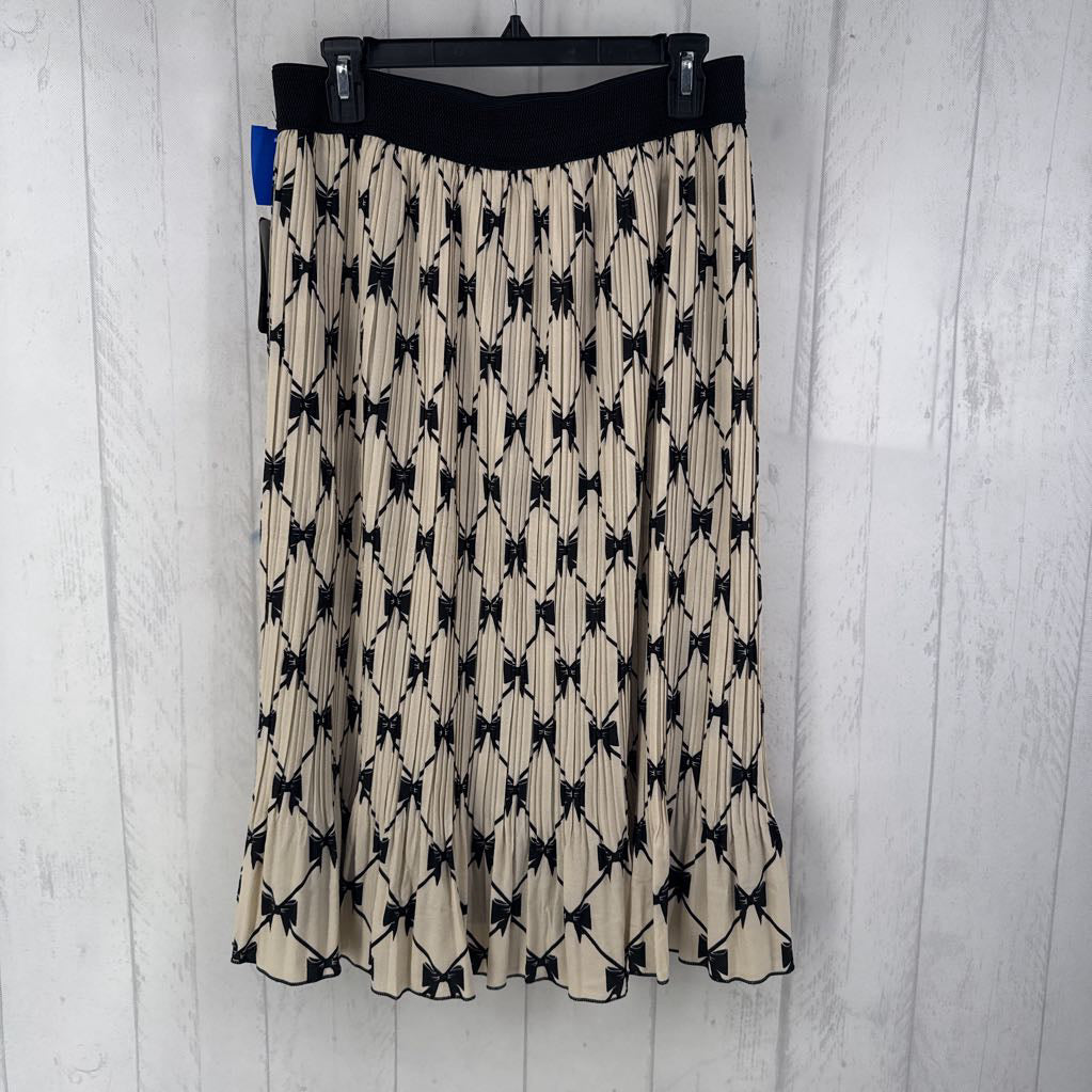 L bow print pleated skirt