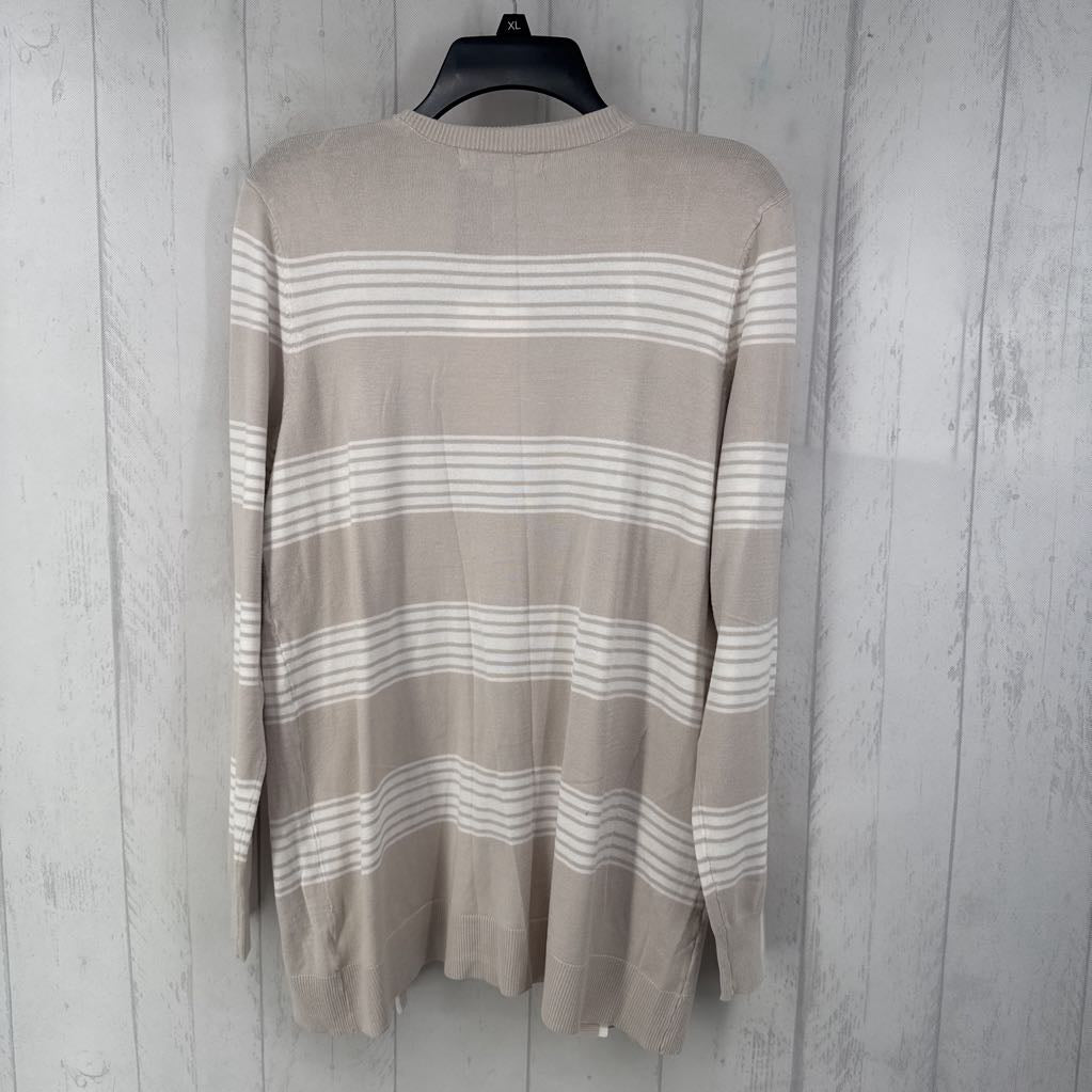 L striped open front cardi