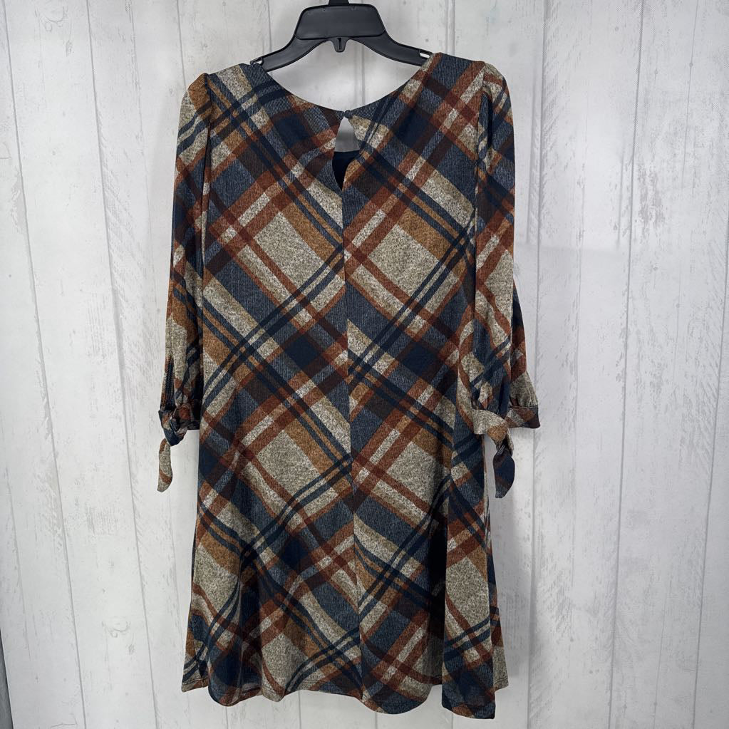 R92 L plaid 3/4 slv dress