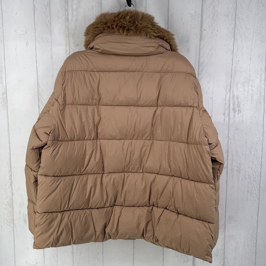 XL faux fur trim puffer coat