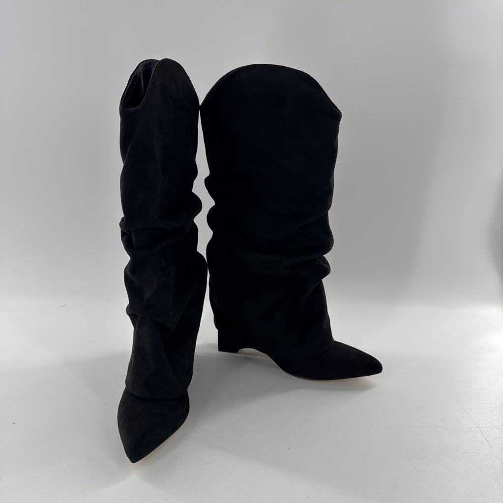 8.5 vegan suede ruched boot