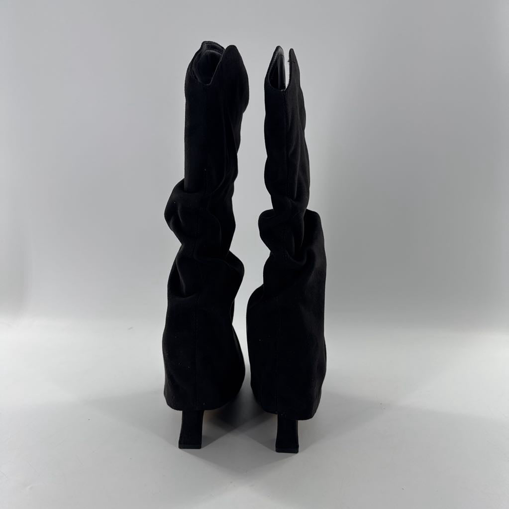 8.5 vegan suede ruched boot