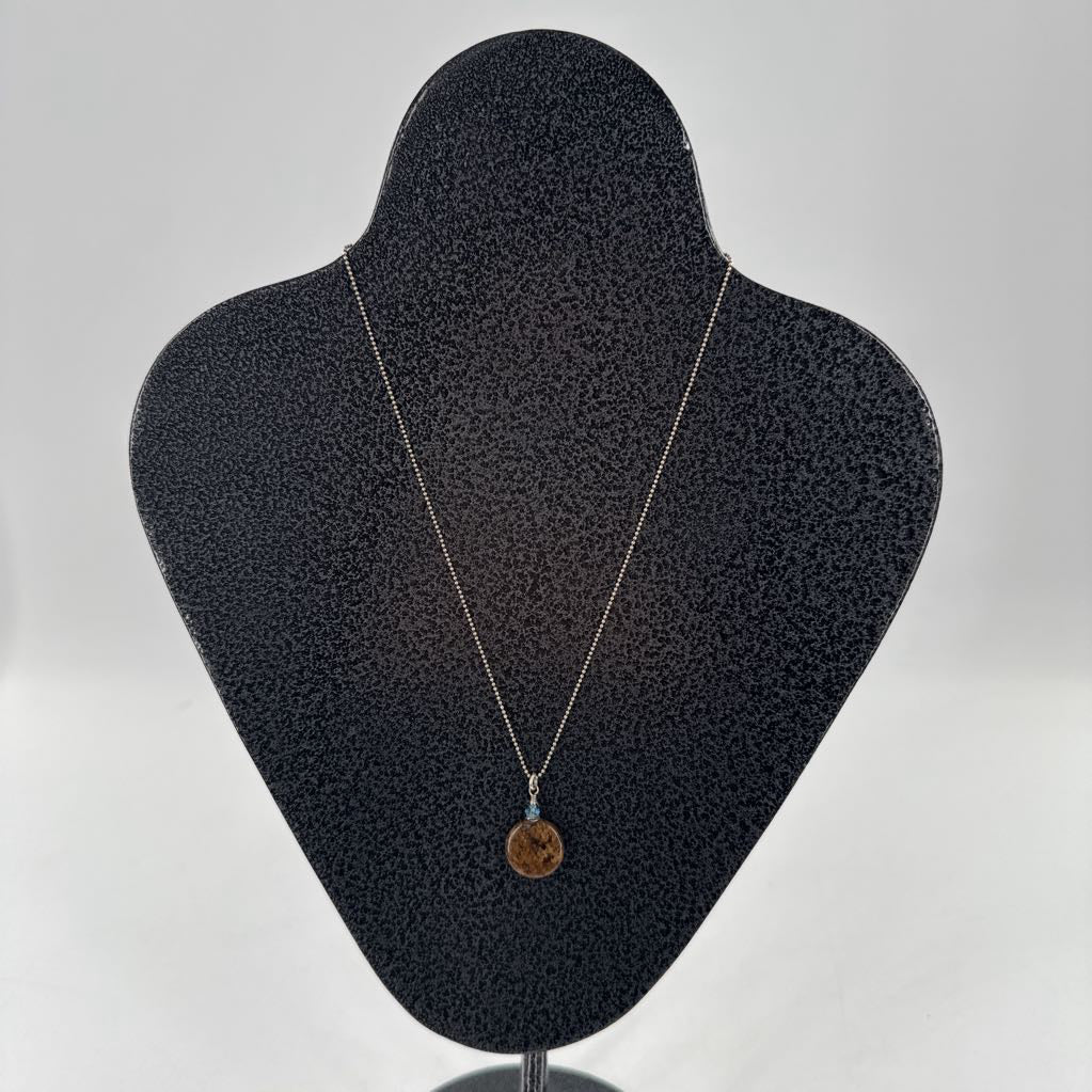 .925 9" brown stone pendant necklacxe