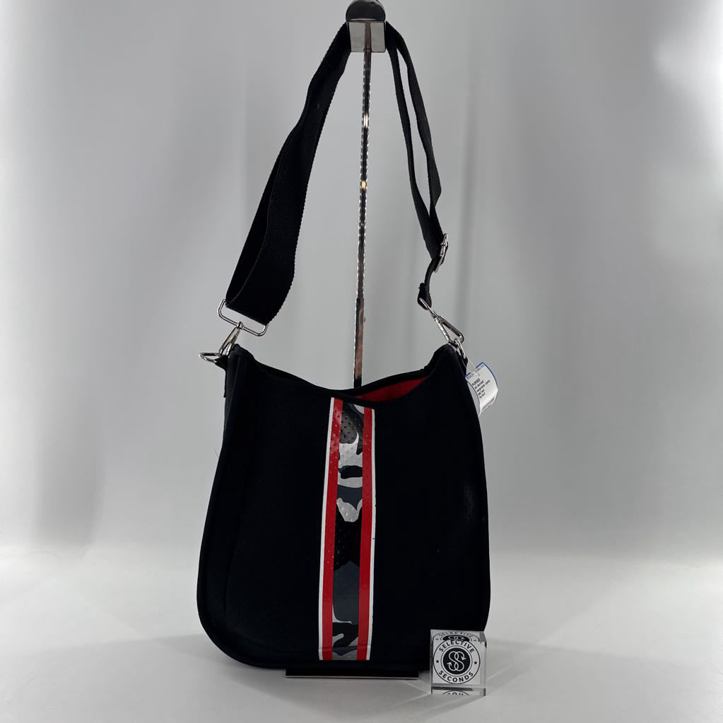 neoprene camo stripe messenger crossbody