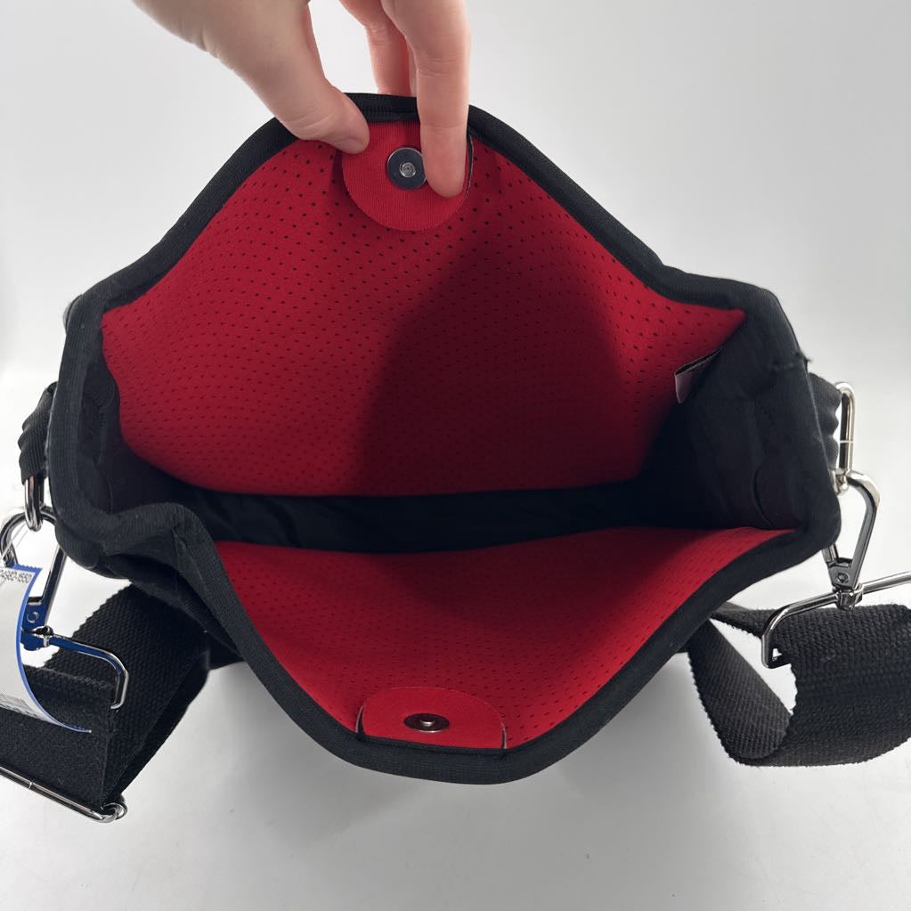 neoprene camo stripe messenger crossbody