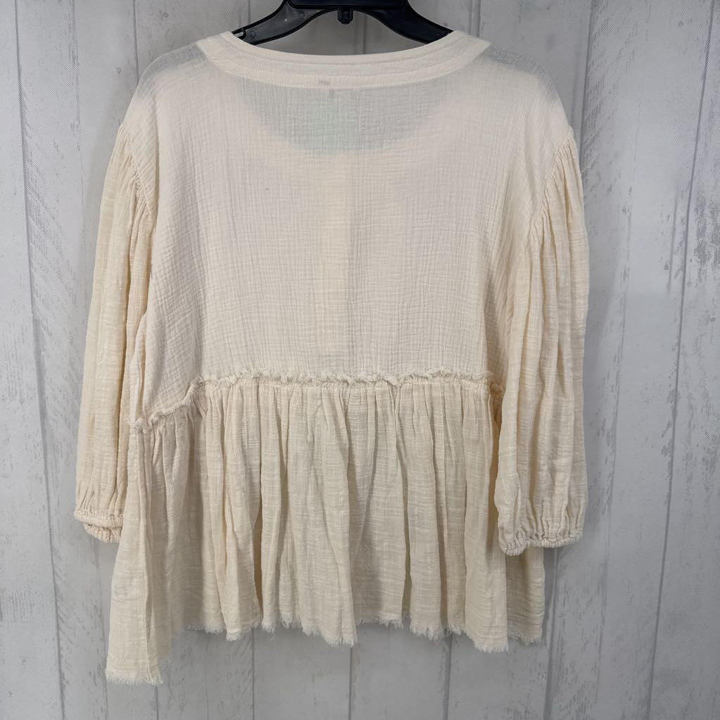 R28 L l/s gauze half button baby doll top