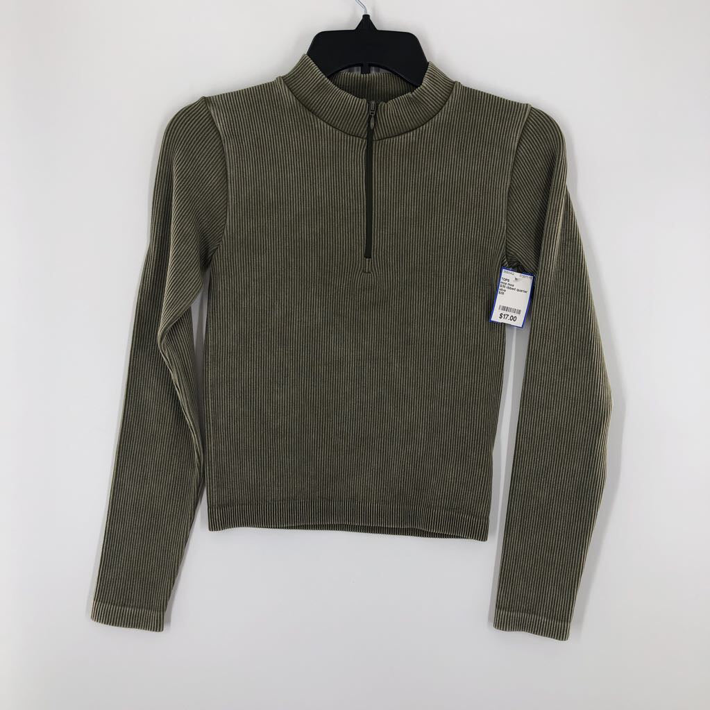 S/M ribbed quarter zip l/s top