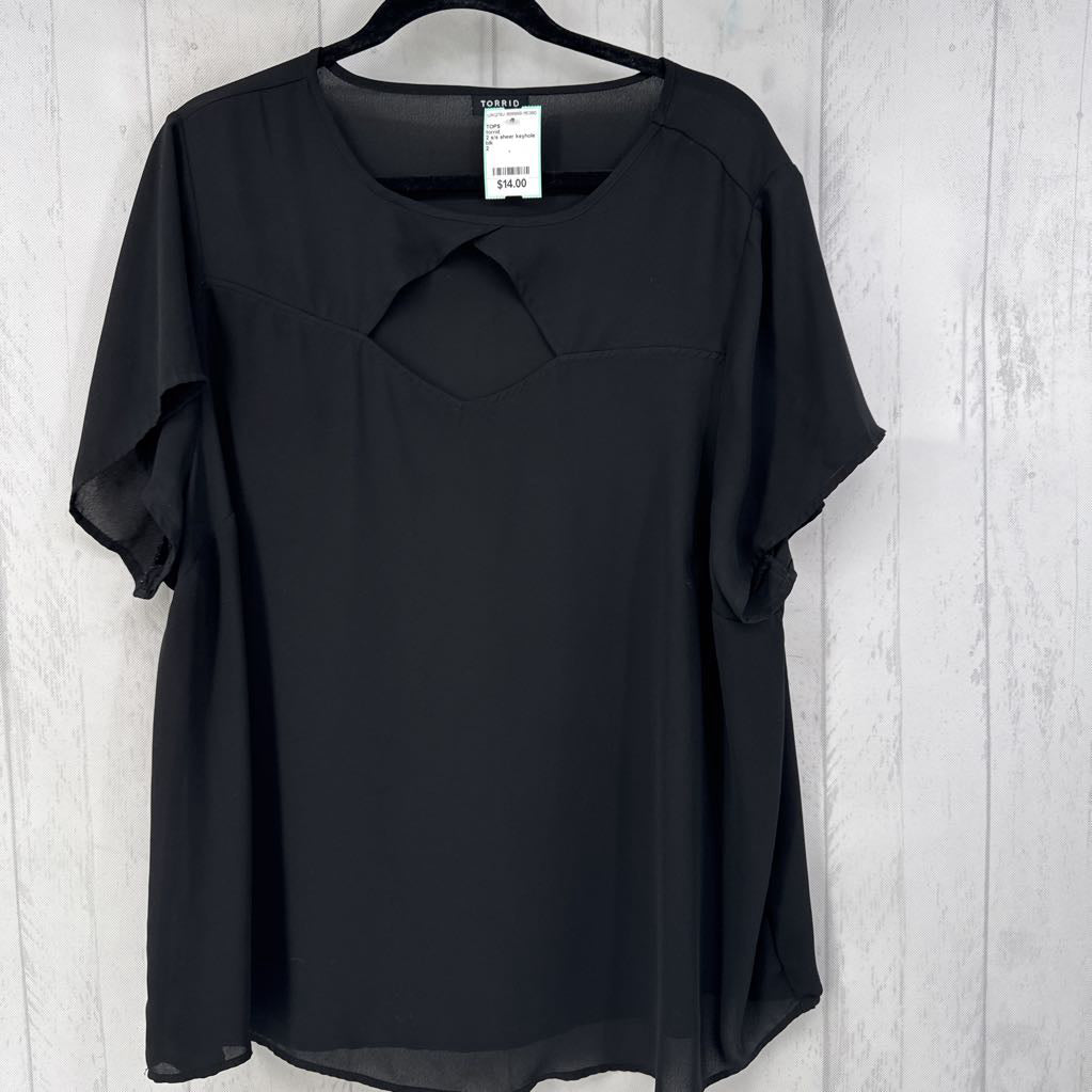 2 s/s sheer keyhole top