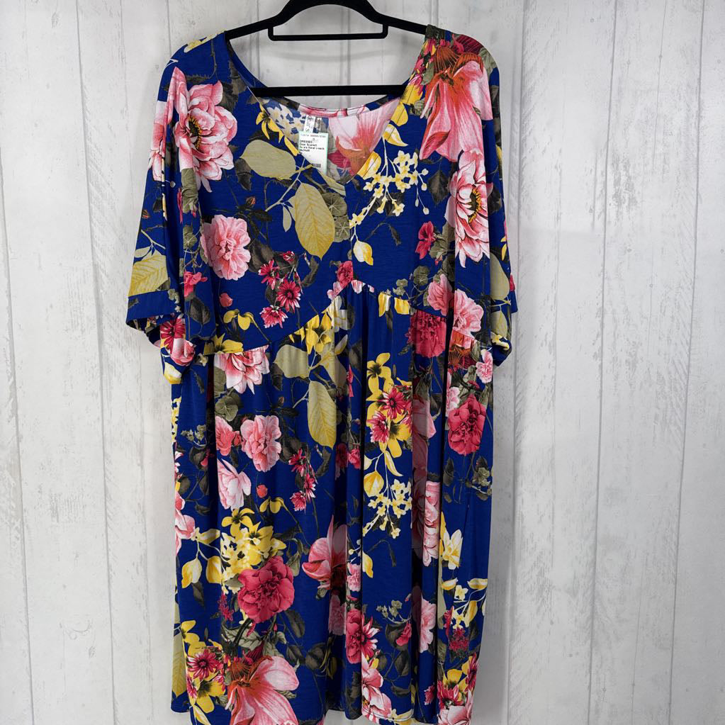 3x s/s floral v-neck dress