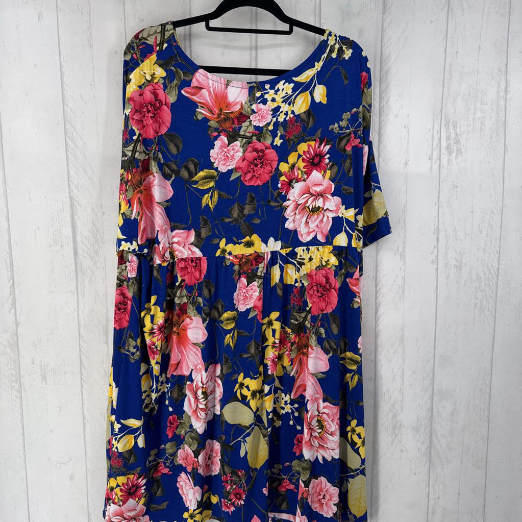 3x s/s floral v-neck dress