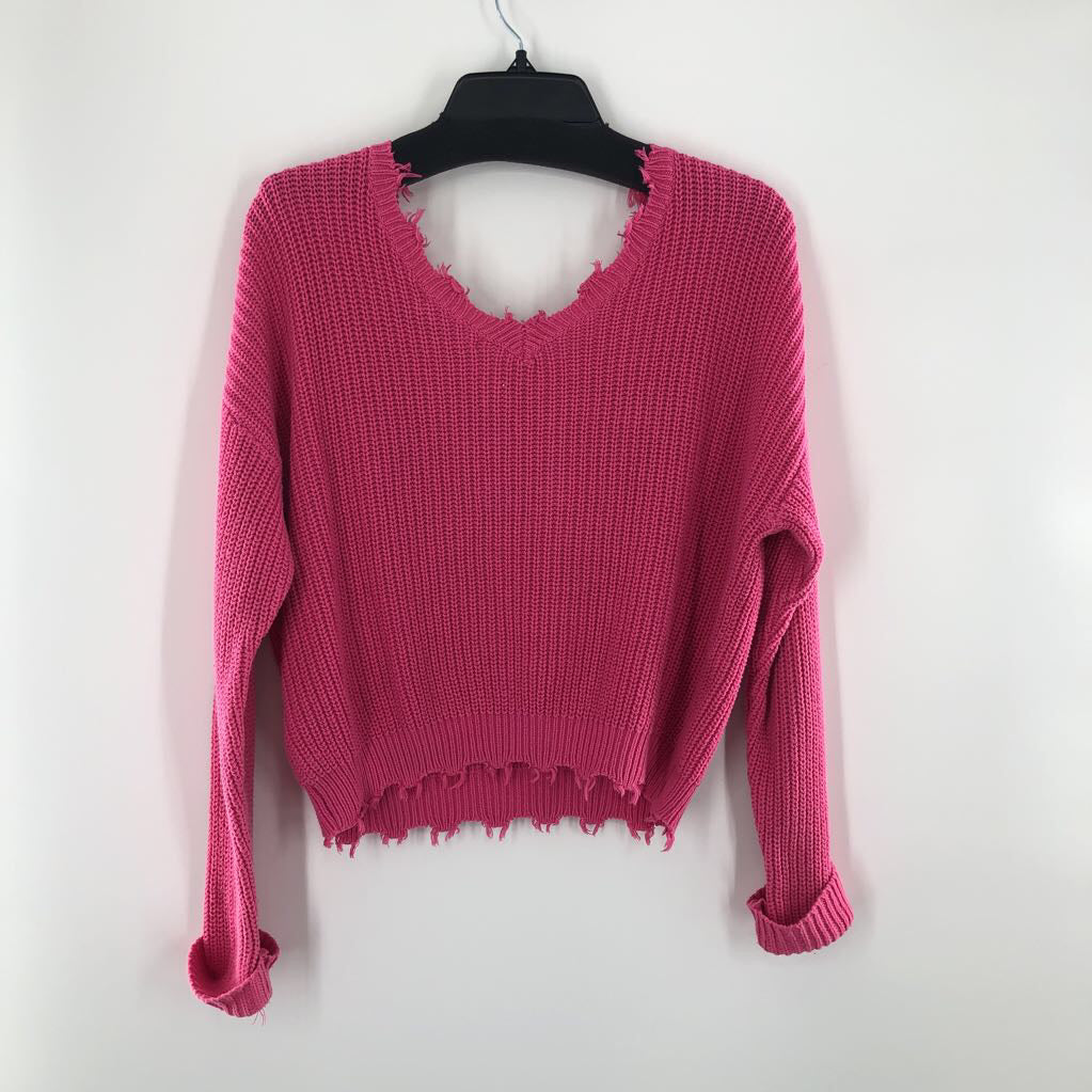 S v-neck raw hem sweater