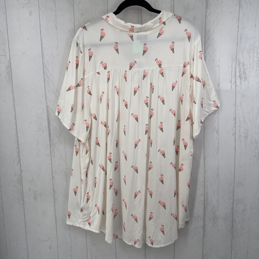 R45 4x s/s flamingo cones button shirt