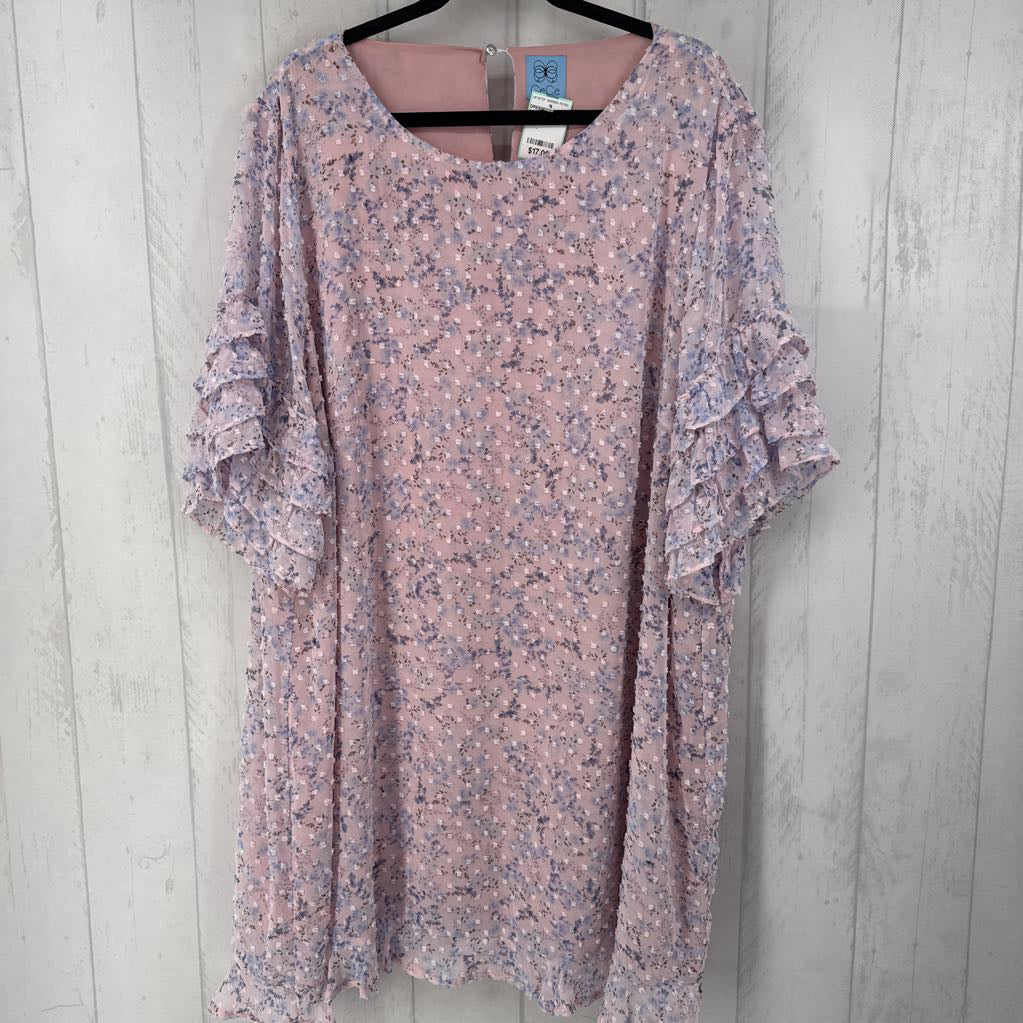 24w tiered ruffle slv textured dress