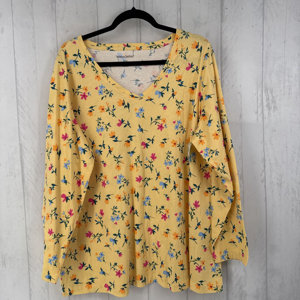 22/24 l/s flower print v-neck top