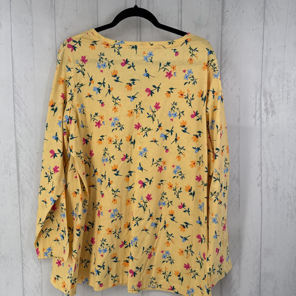 22/24 l/s flower print v-neck top